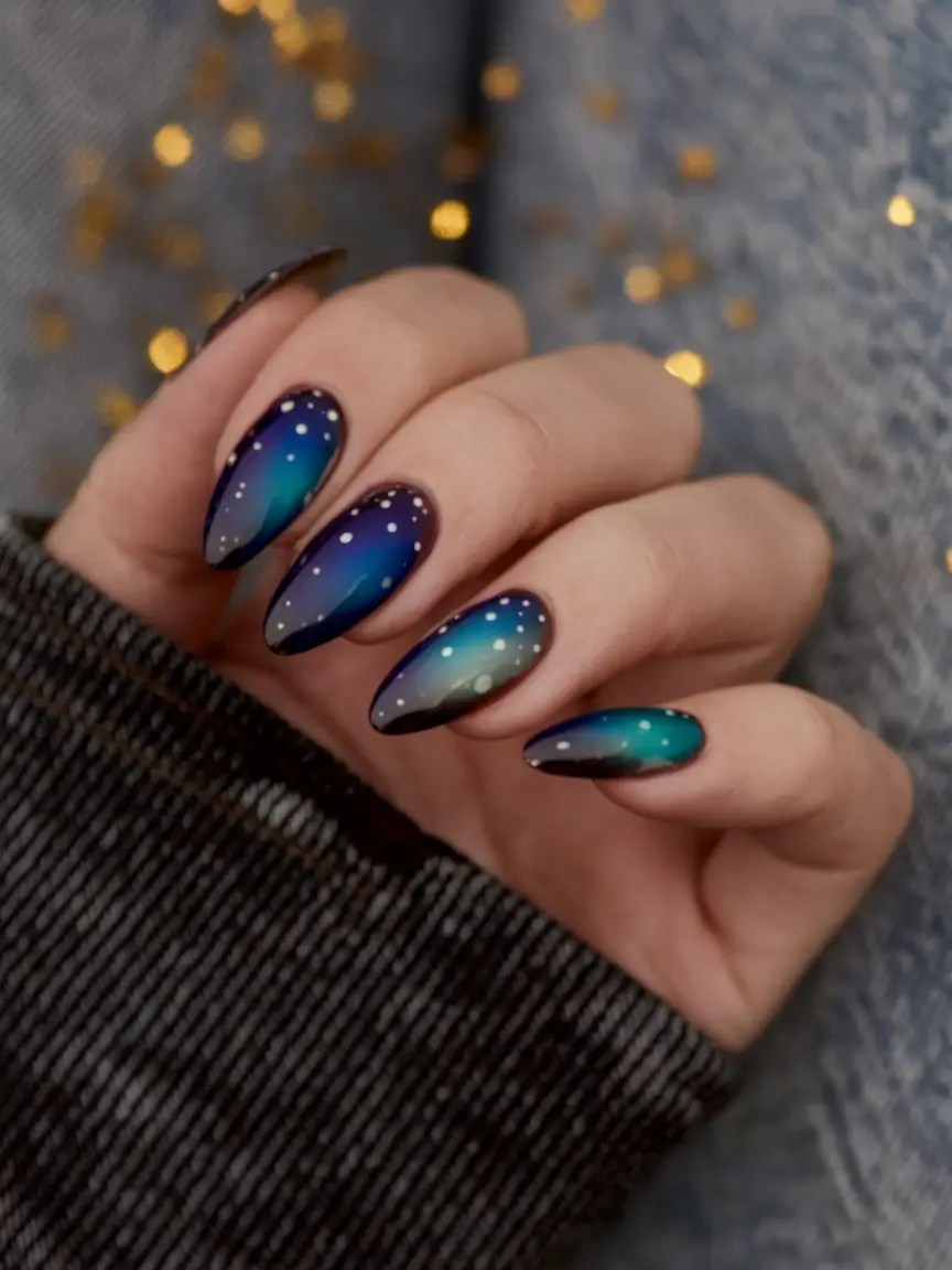 fall cat eye nails 2025 Galaxy Night