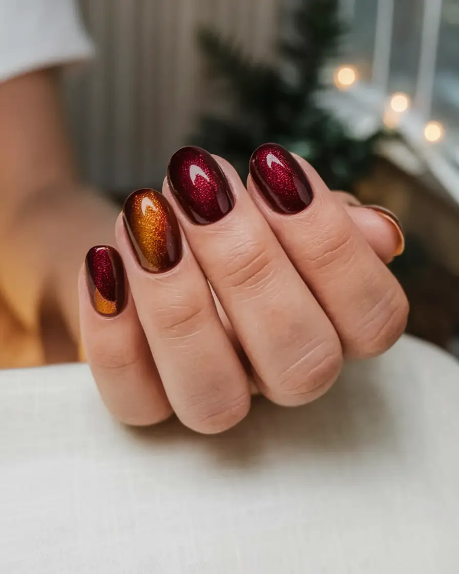 fall cat eye nails 2025 Garnet Ember