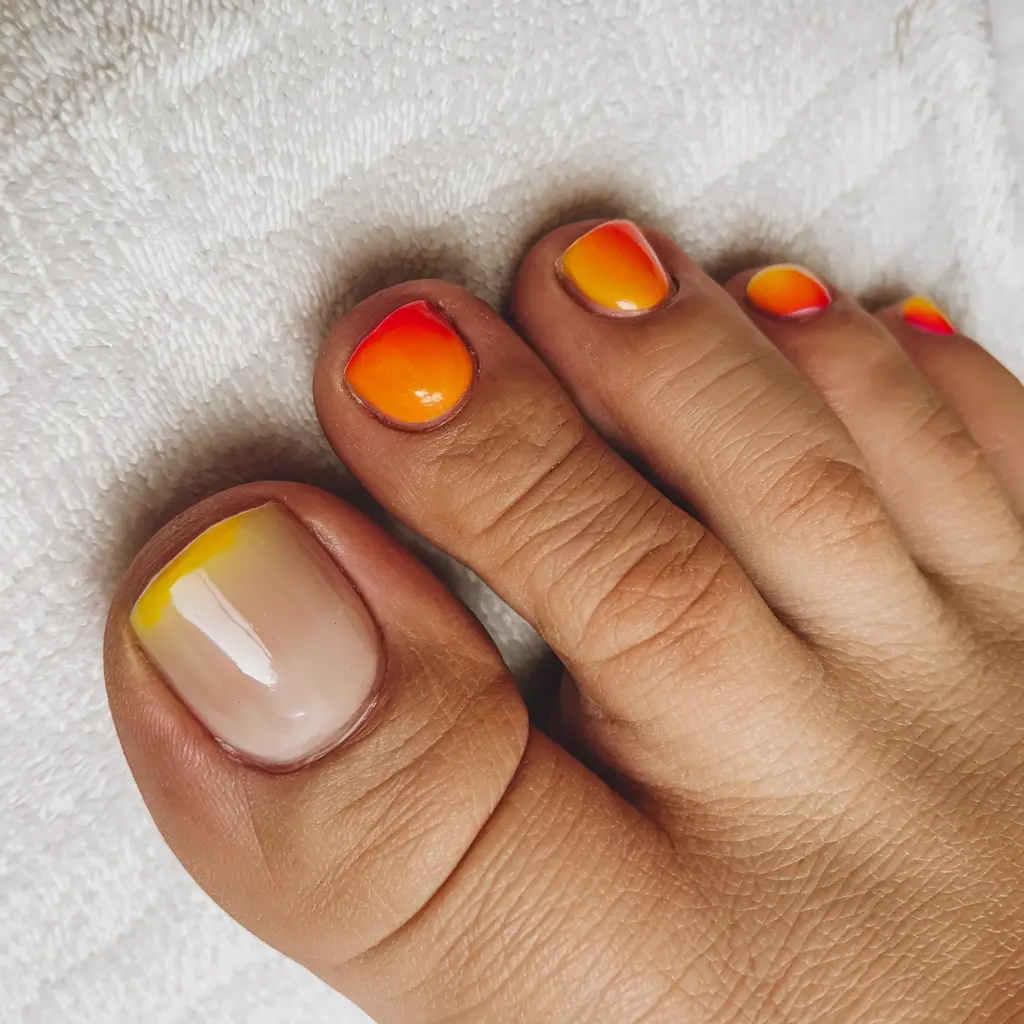 fall toe nail colors autumn Tangerine Sunset Ombre