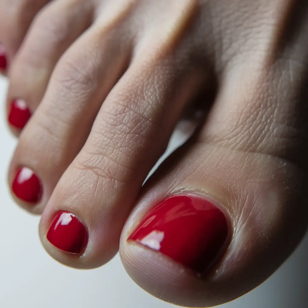 fall toe nail colors black women Crimson Classic with a Twist