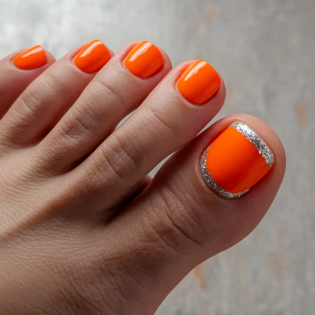 fall toe nail colors autumn design Pumpkin Glitz with a Sparkle Twist