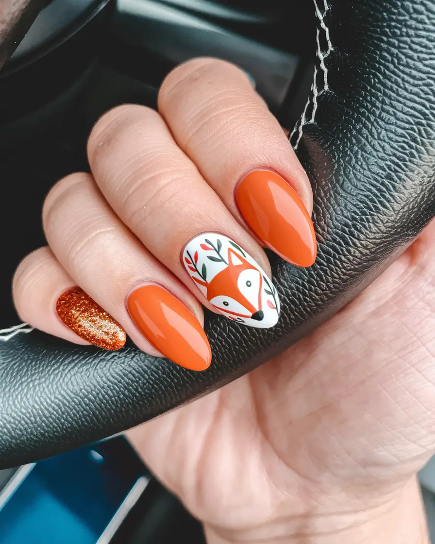 easy 3d nail art fall Fox-Inspired Woodland Charm