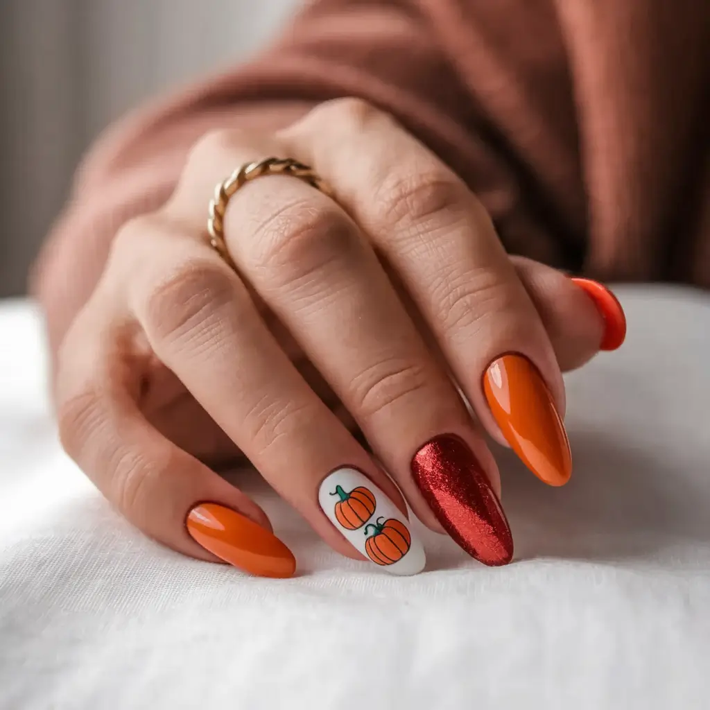 3d nail art fall nails Pumpkin Spice Delight