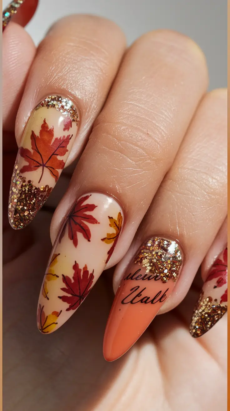 fall leaves nail art 3d Maple Magic Luxe
