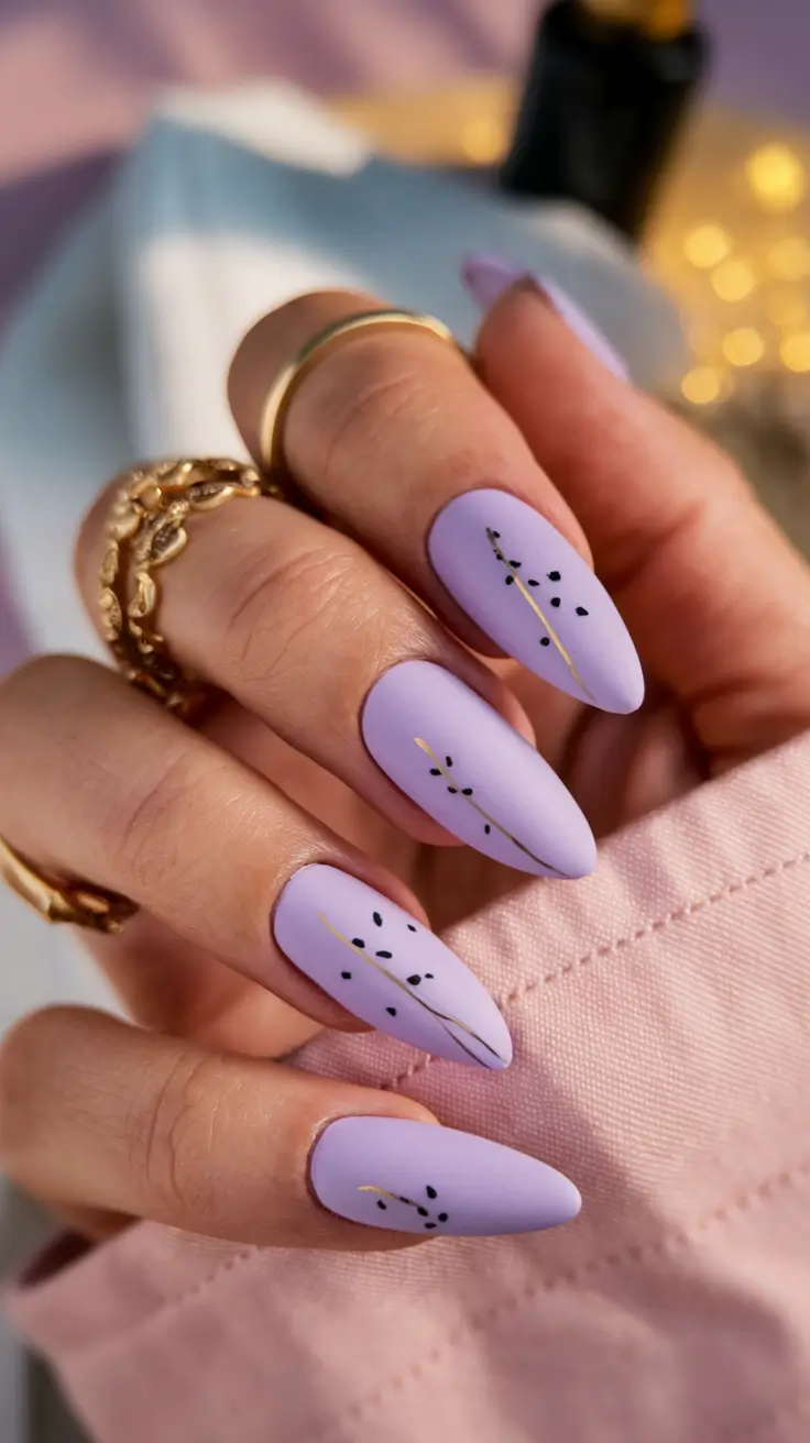 fall matte nails 2025 lavender black gold