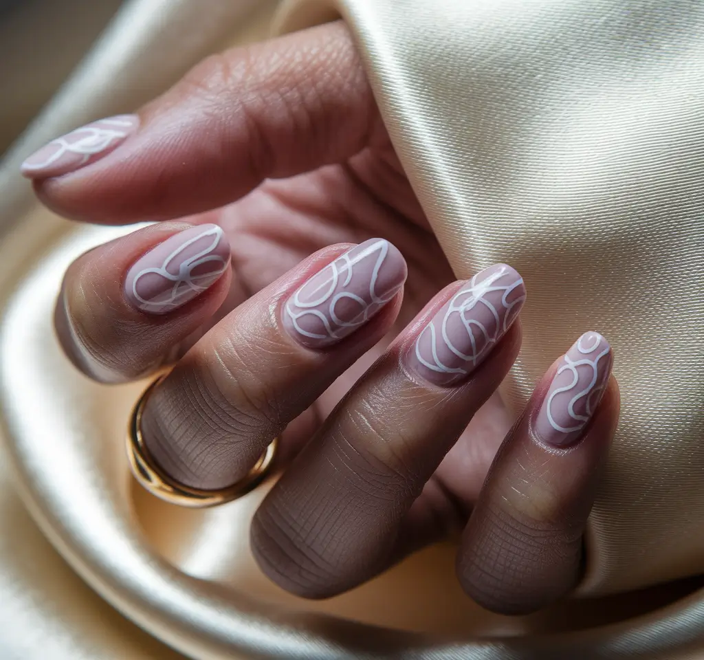 fall nail designs short Soft Pink Abstract Lines