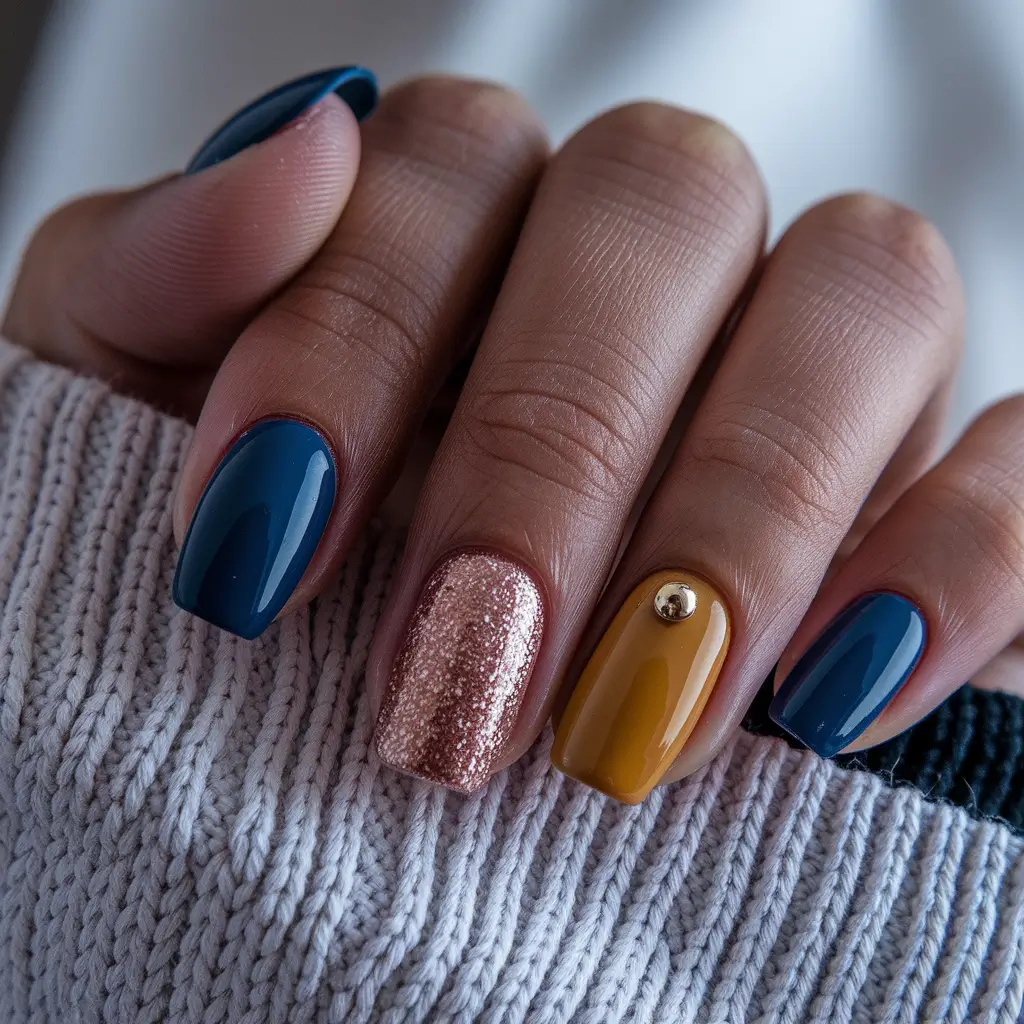 fall nail designs 2025 Modern Color-Block Chic
