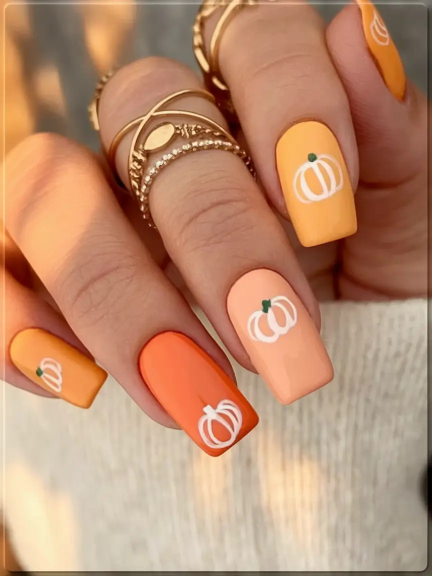 fall nail designs 2025 Pumpkin Patch Pop