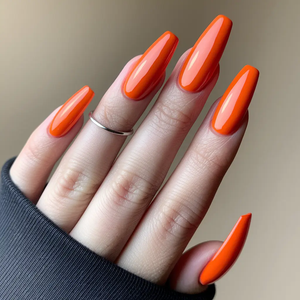 fall nail designs simple Statement Orange for Crisp Days