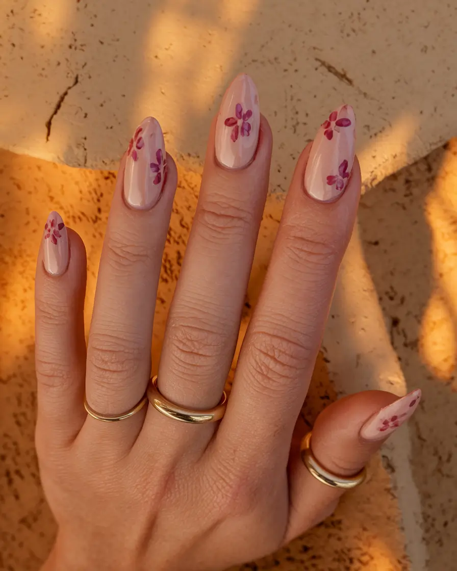 fall nail designs short Soft Florals in Sunset Light