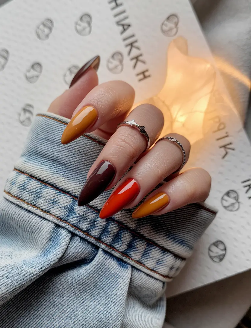 fall nail designs brown Gradient Earth Tones
