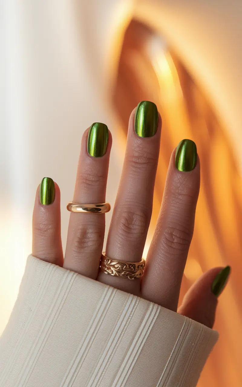 fall season nails dark green gel colors 2025