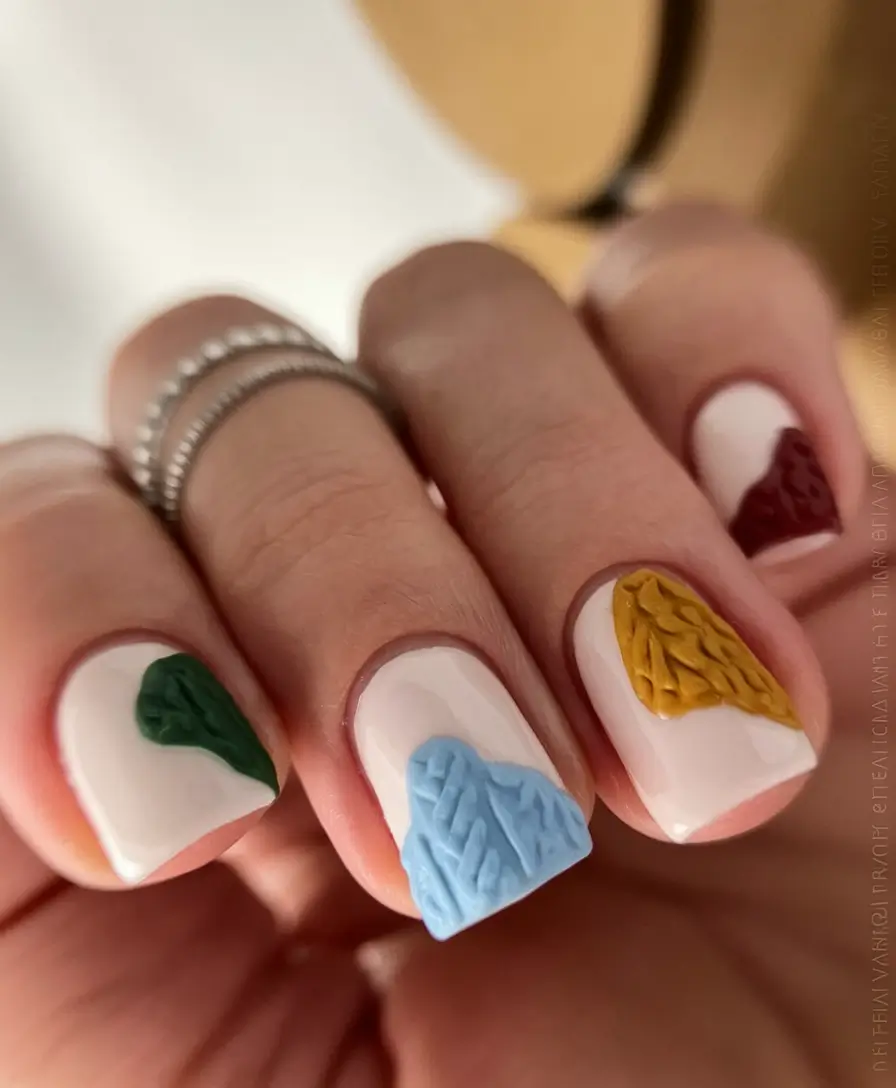 fall season nails white leaves colors 2025