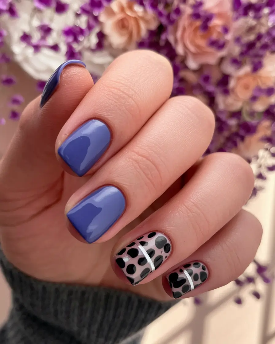 fall season nails acrylic square+Purple Pop & Dotted Drama