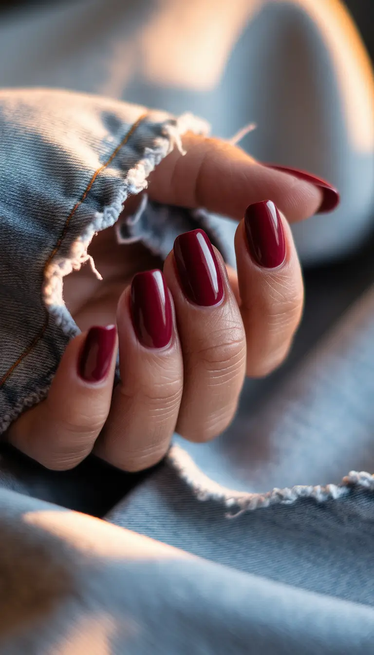 fall season nails brown+Merlot & Denim Moods