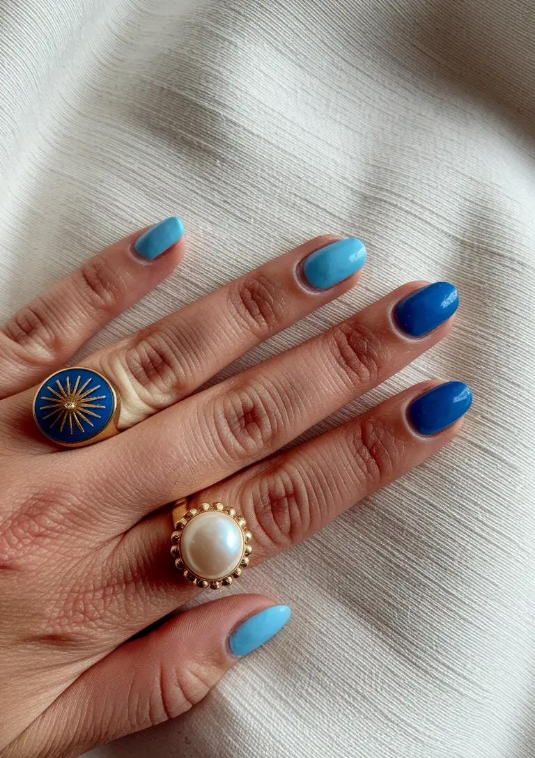 fall season nails colors almond+Crisp Skies and Blueberry Mornings
