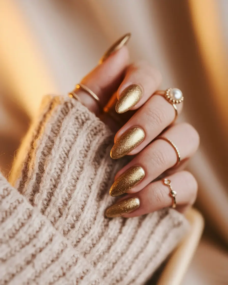 gold fall nails 2025 Golden Sparkle All Over