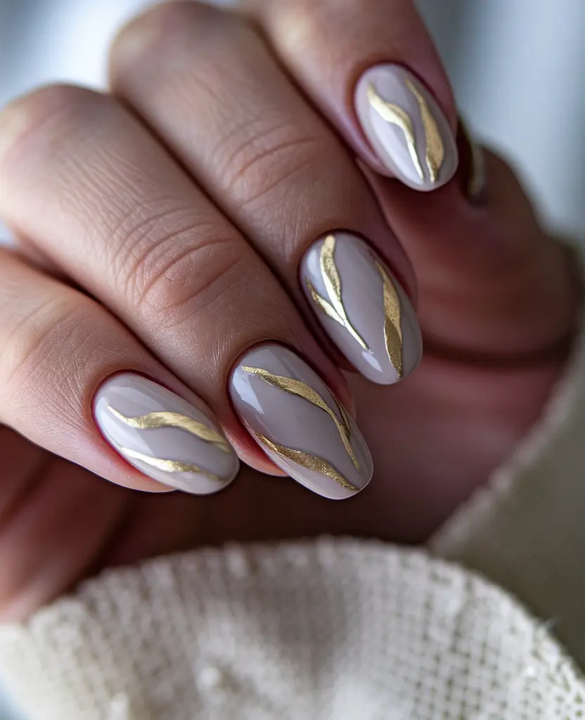 gold fall nails 2025 Minimalist Gold Strokes