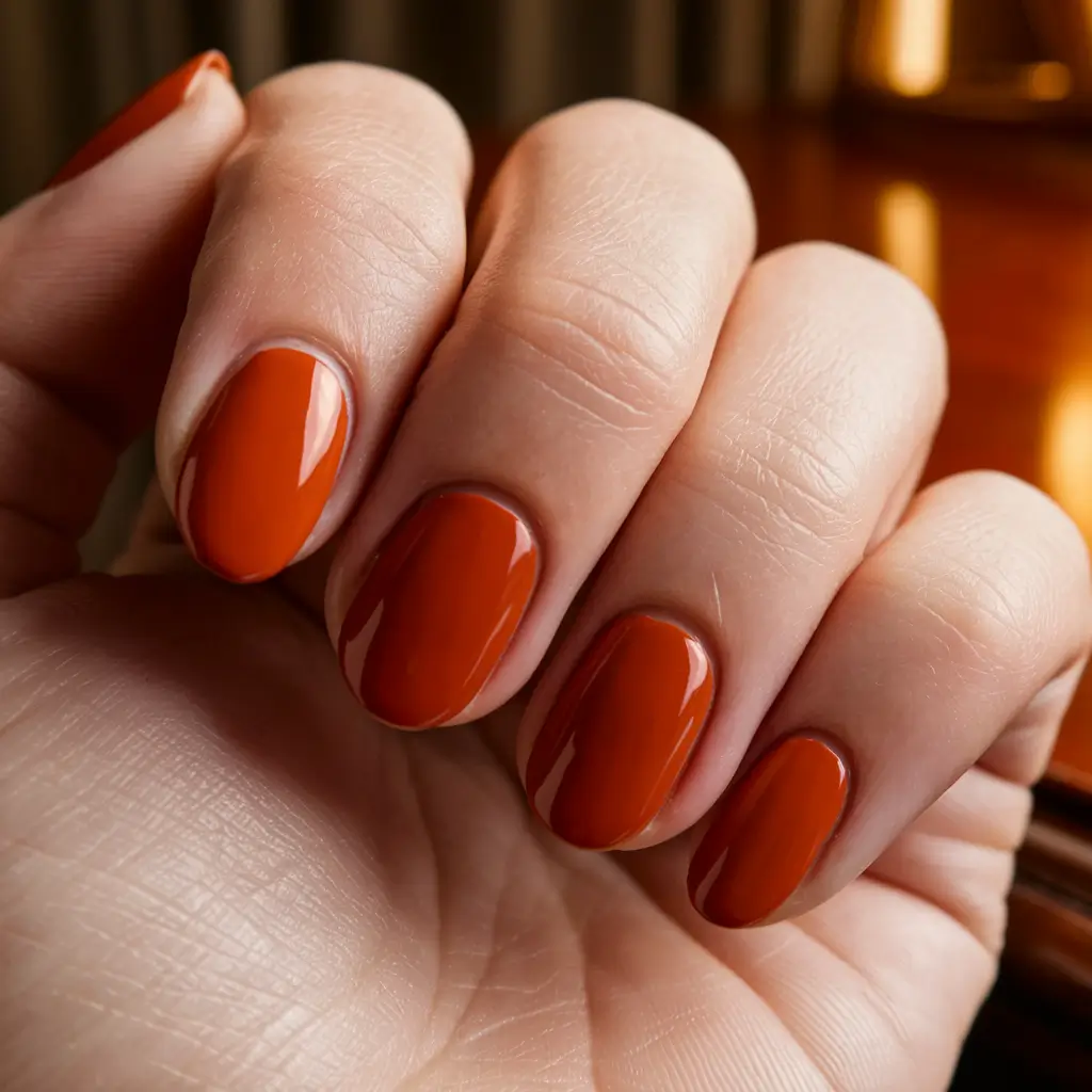 round fall nails Burnt Cinnamon Elegance