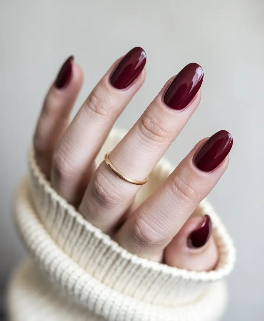round fall nails Cabernet Silk