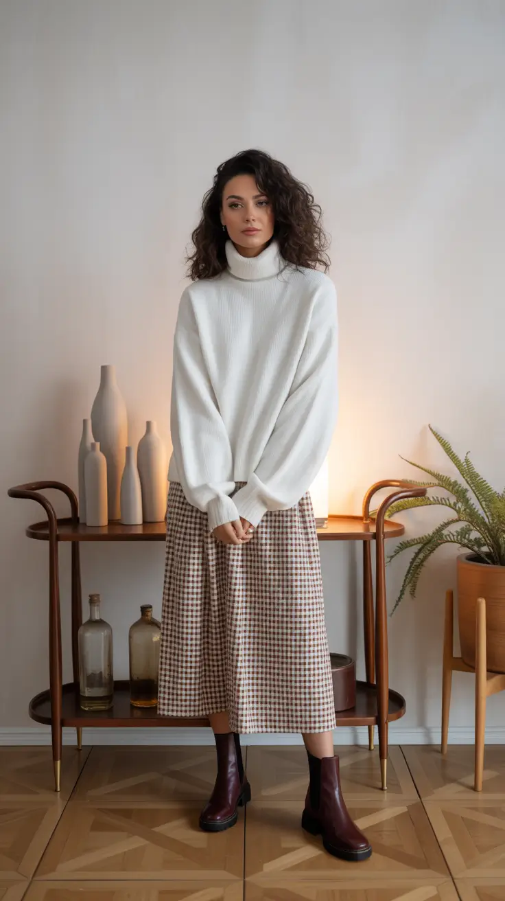 november outfits aesthetic Cozy Knit with Midi Skirt Simplicity