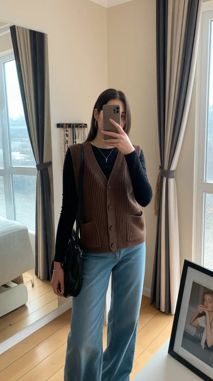 casual winter outfits 2025 women Retro-Inspired Knits and Denim