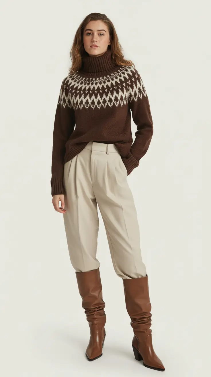 casual winter outfits 2025 women Nordic Knit Elegance