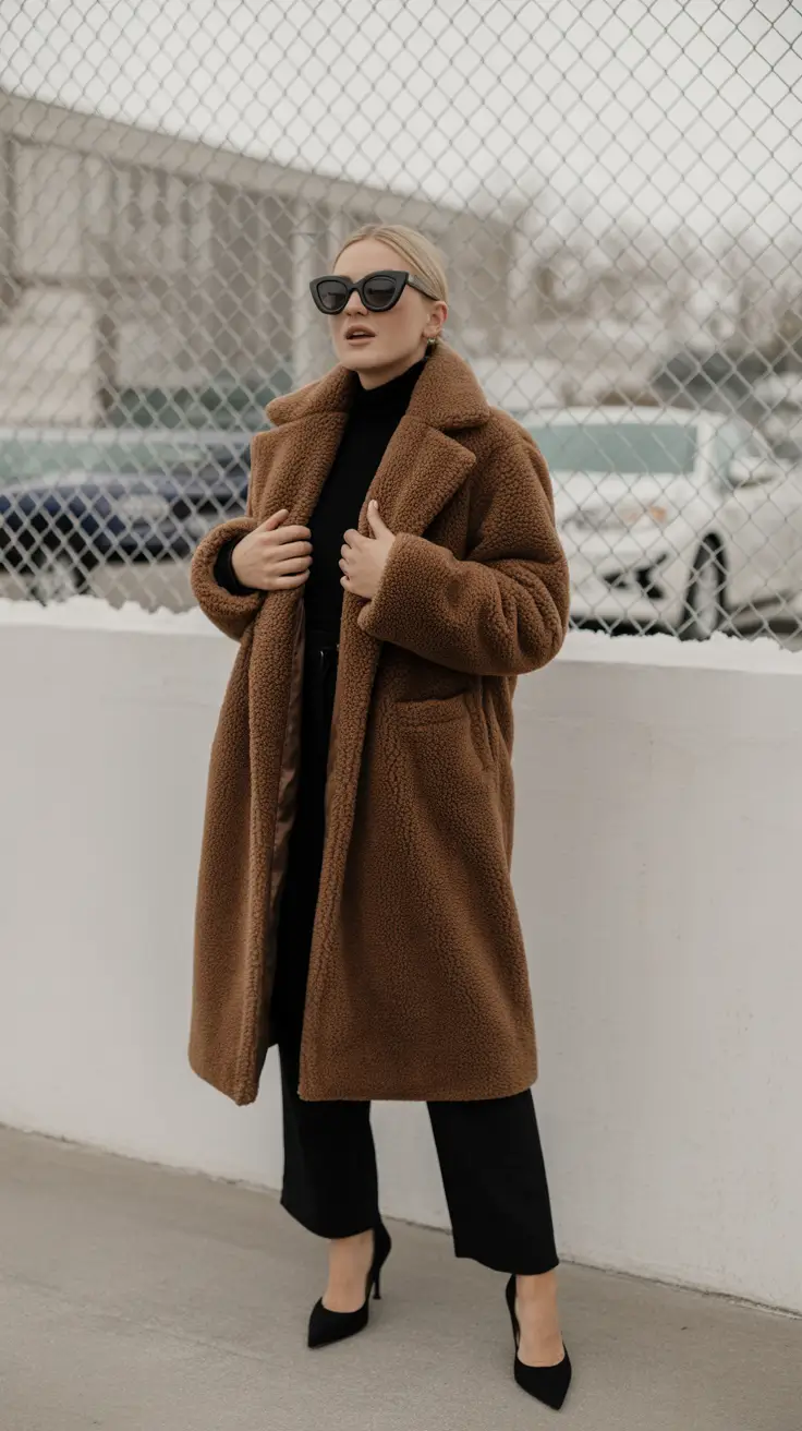 casual winter outfits 2025 women Teddy Coat Comfort