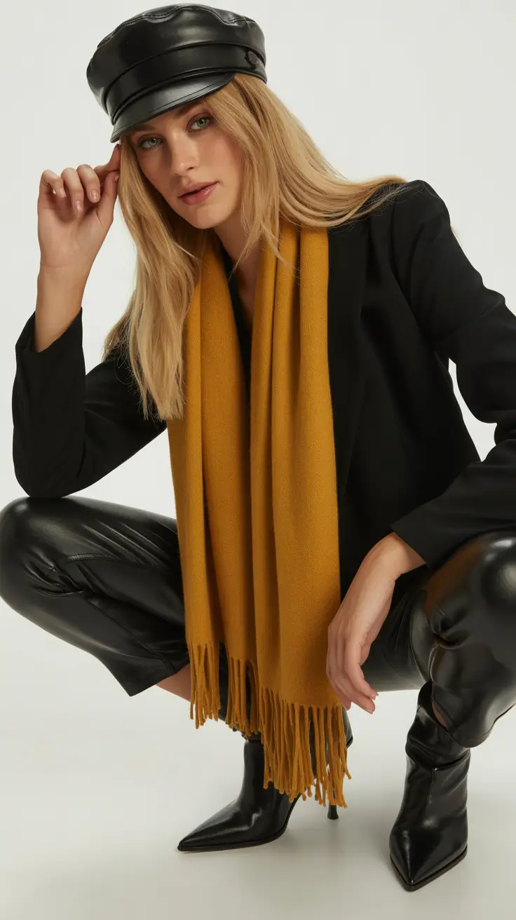 casual winter outfits 2025 women Edgy Layers with a Pop of Color
