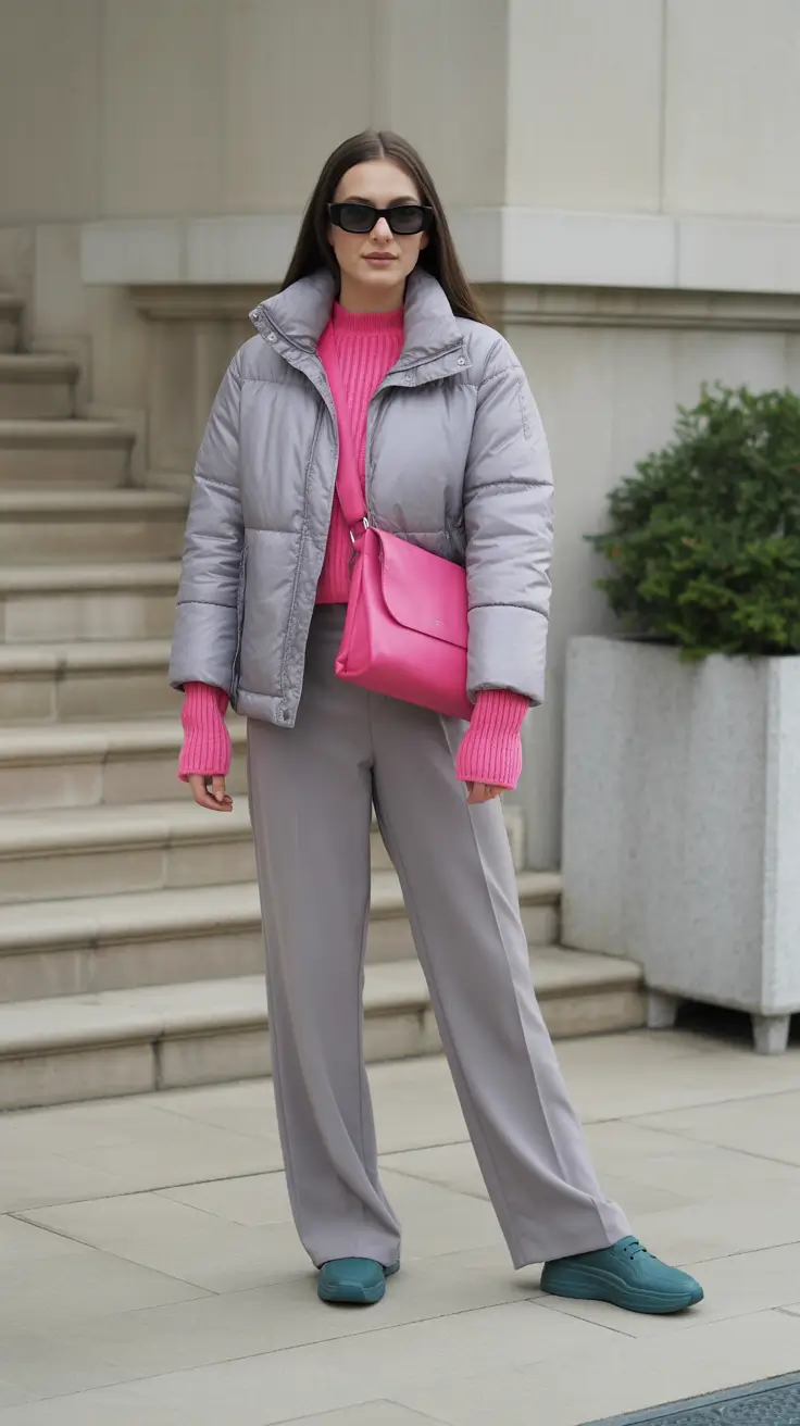 casual winter outfits 2025 women Playful Pops of Pink