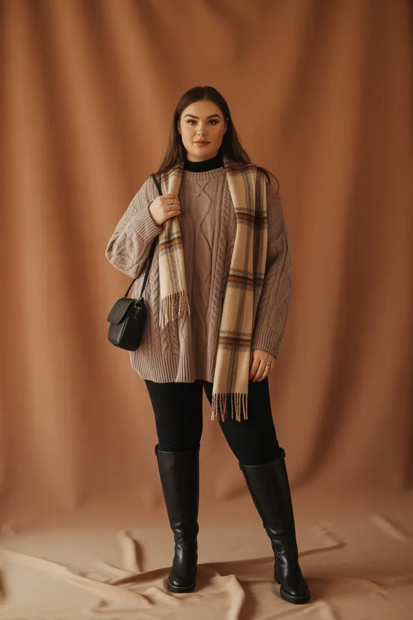 curvy winter outfits plus size oversized knit