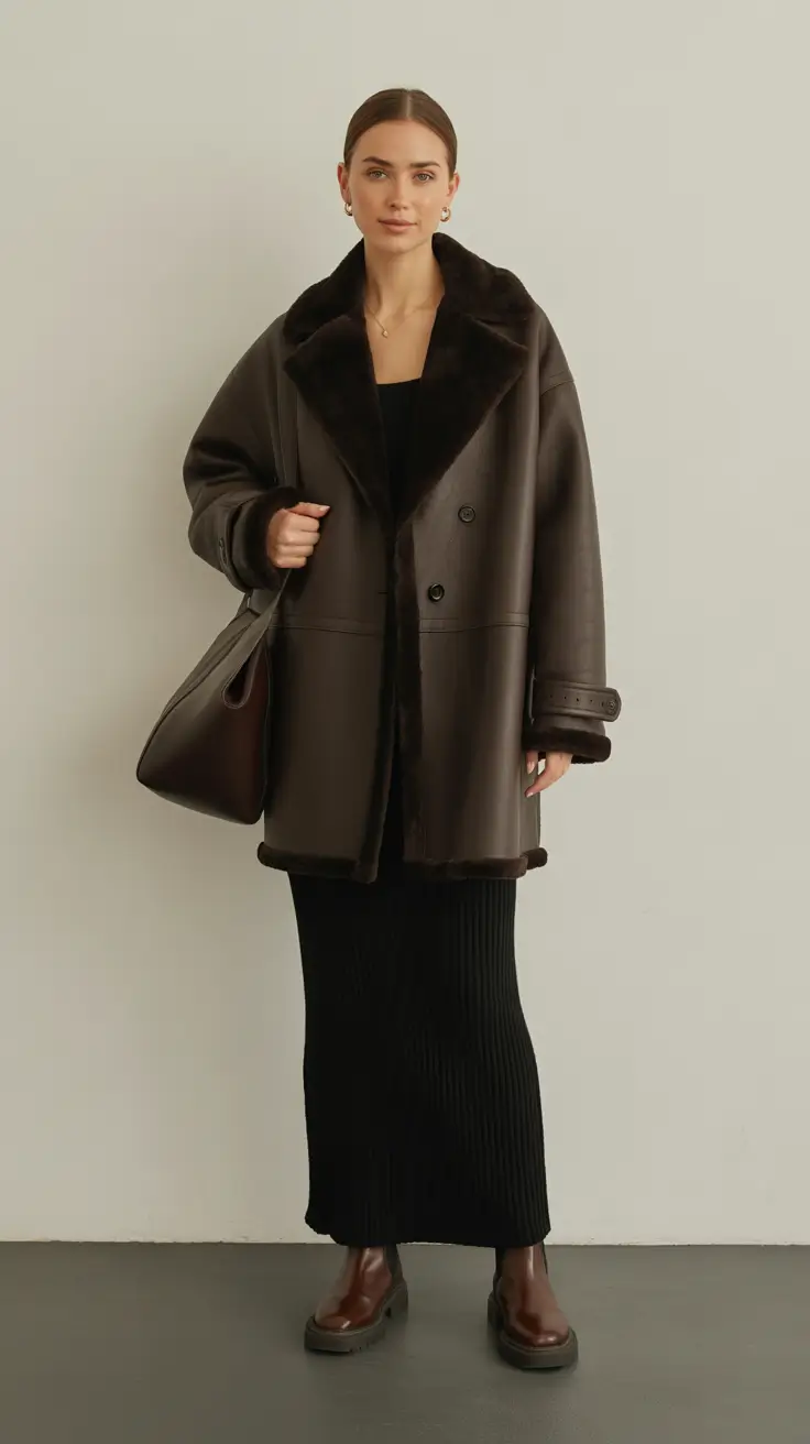 cozy winter outfits for women Chic Chocolate Minimalism