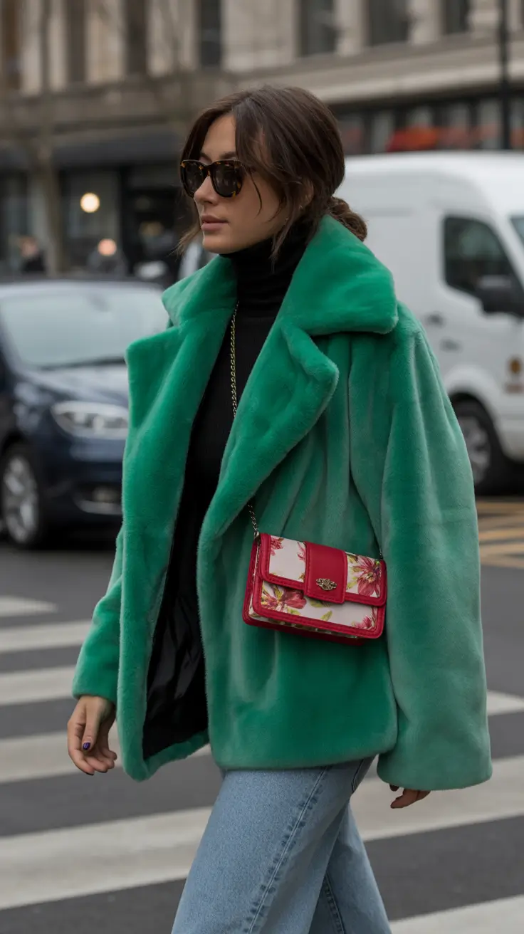 cozy winter outfits aesthetic Bold Green Confidence