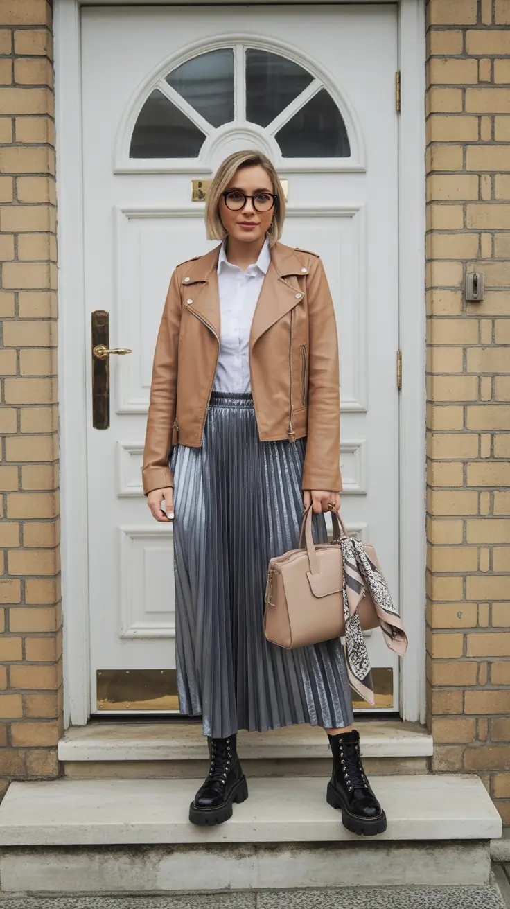 winter fits aesthetic Metallic Pleats With Edge