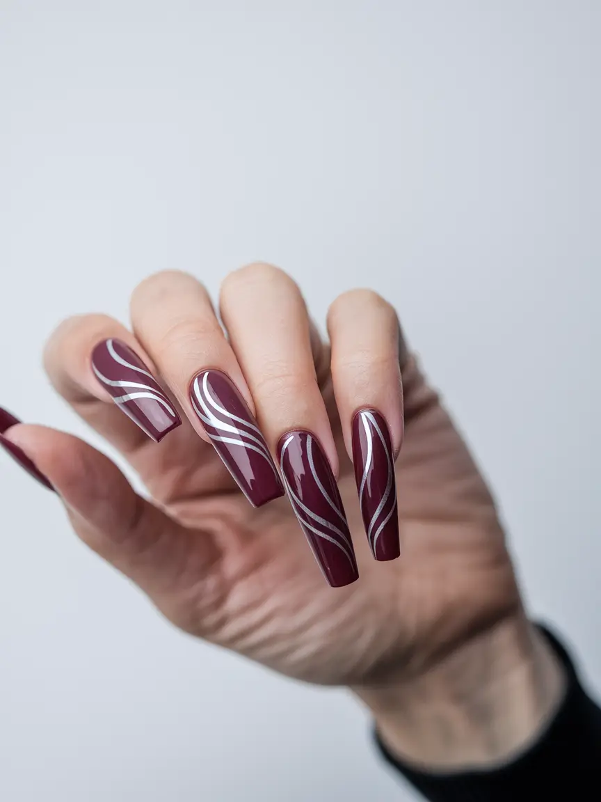 Fall 2025 Colors for Nails - Burgundy Waves