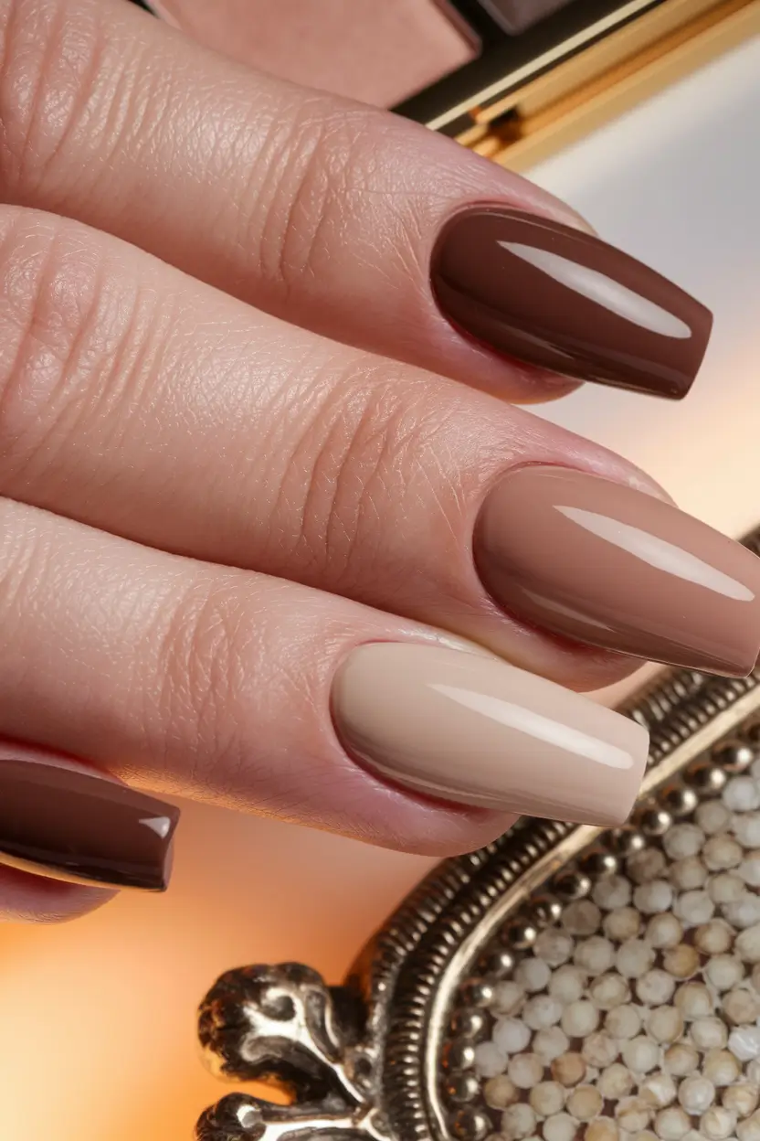 Fall 2025 Colors for Nails - Warm Coffee Gradient