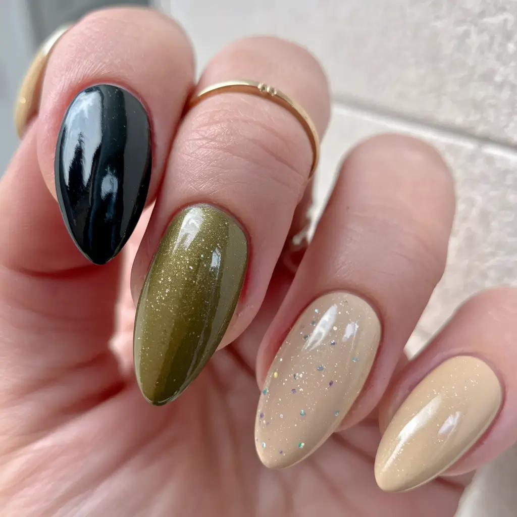 Fall 2025 Colors for Nails - Earthy Mix with a Touch of Sparkle