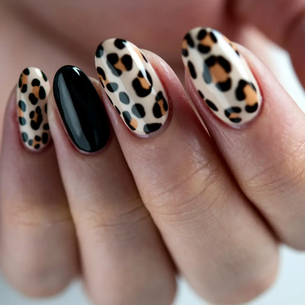fall nails 2025 animal print Classic Leopard with a Glossy Edge