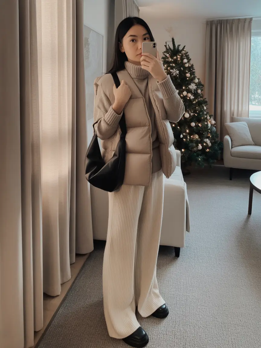 fall winter outfits 2025 Neutral Layers With Cozy Textures