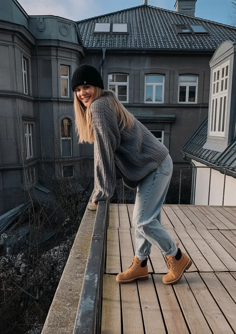 fall winter outfits 2025 Laid-Back Denim With Timberland Energy