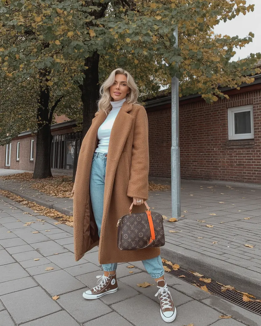 fall winter outfits 2025 Teddy Coat and Designer Touch