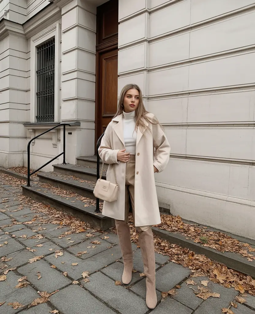 fall winter outfits 2025 Monochrome Elegance in Cream