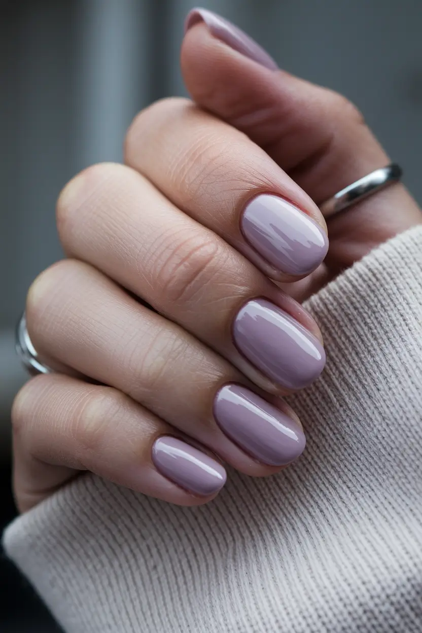 minimalist fall nails short almond Muted Mauve Calm