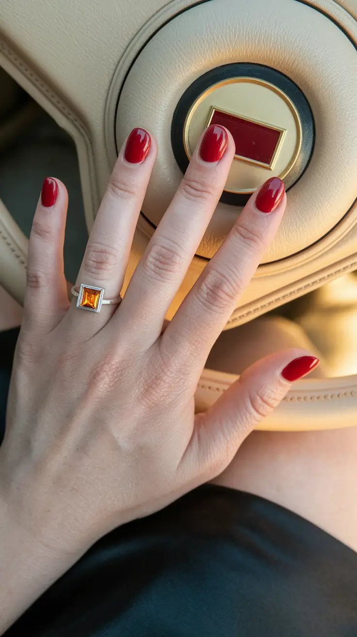 minimalist fall nails short Classic Red Confidence