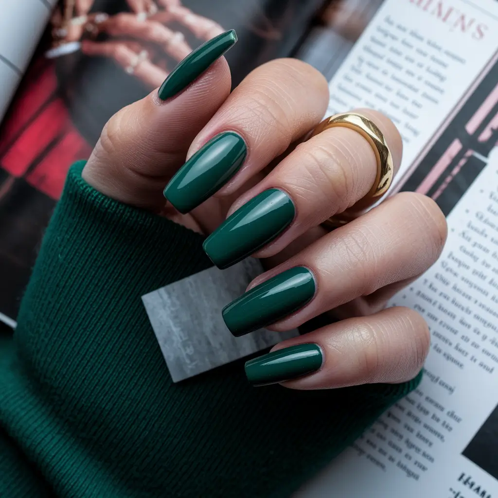 minimalist fall nails coffin Evergreen Power