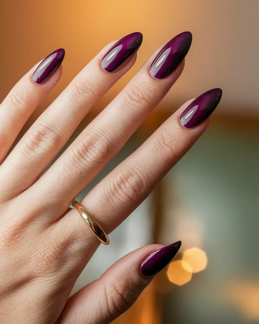 fall winter nails long Plum Twilight Ombre