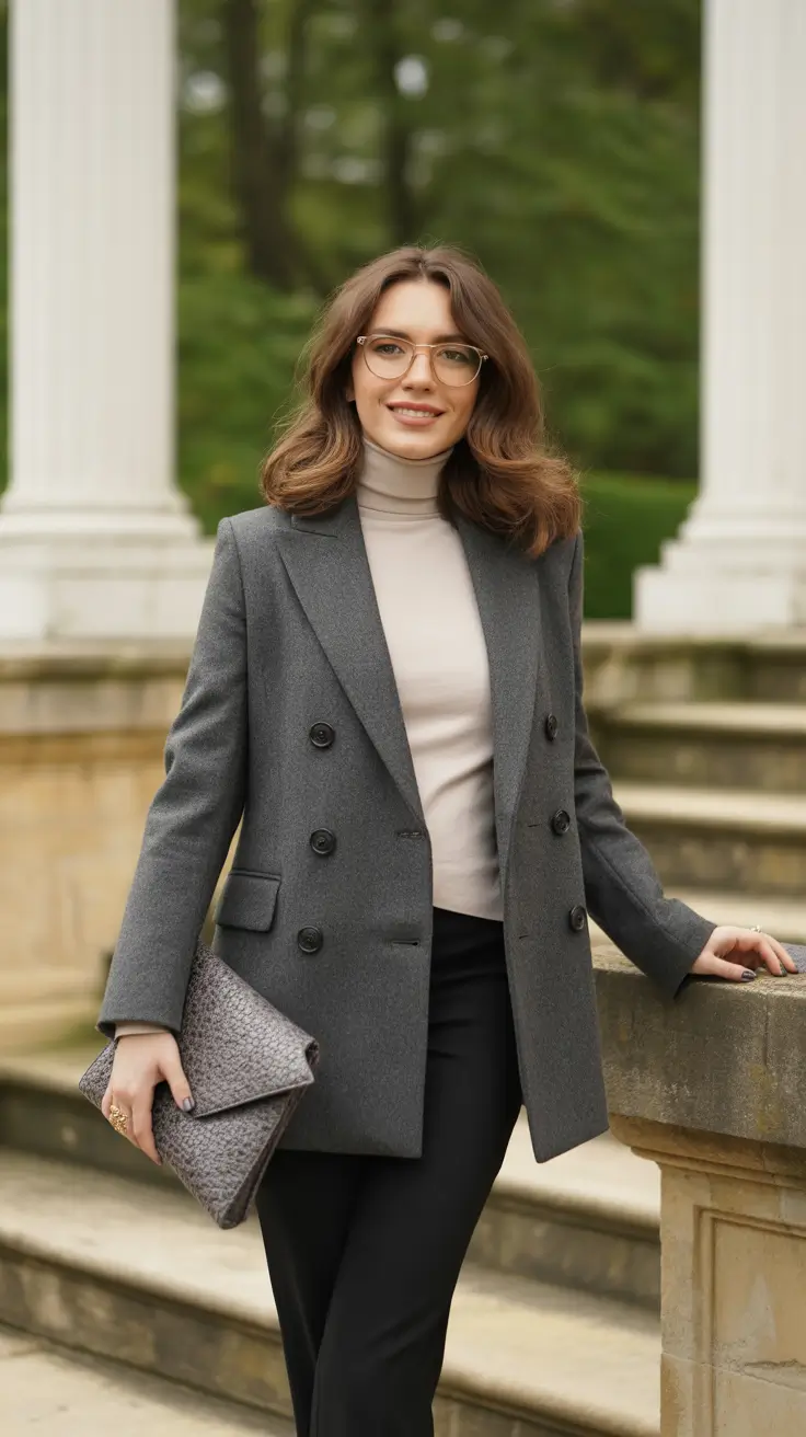 Stylish Winter Office Outfits Inspiration 2025 - Classic Gray Sharpness