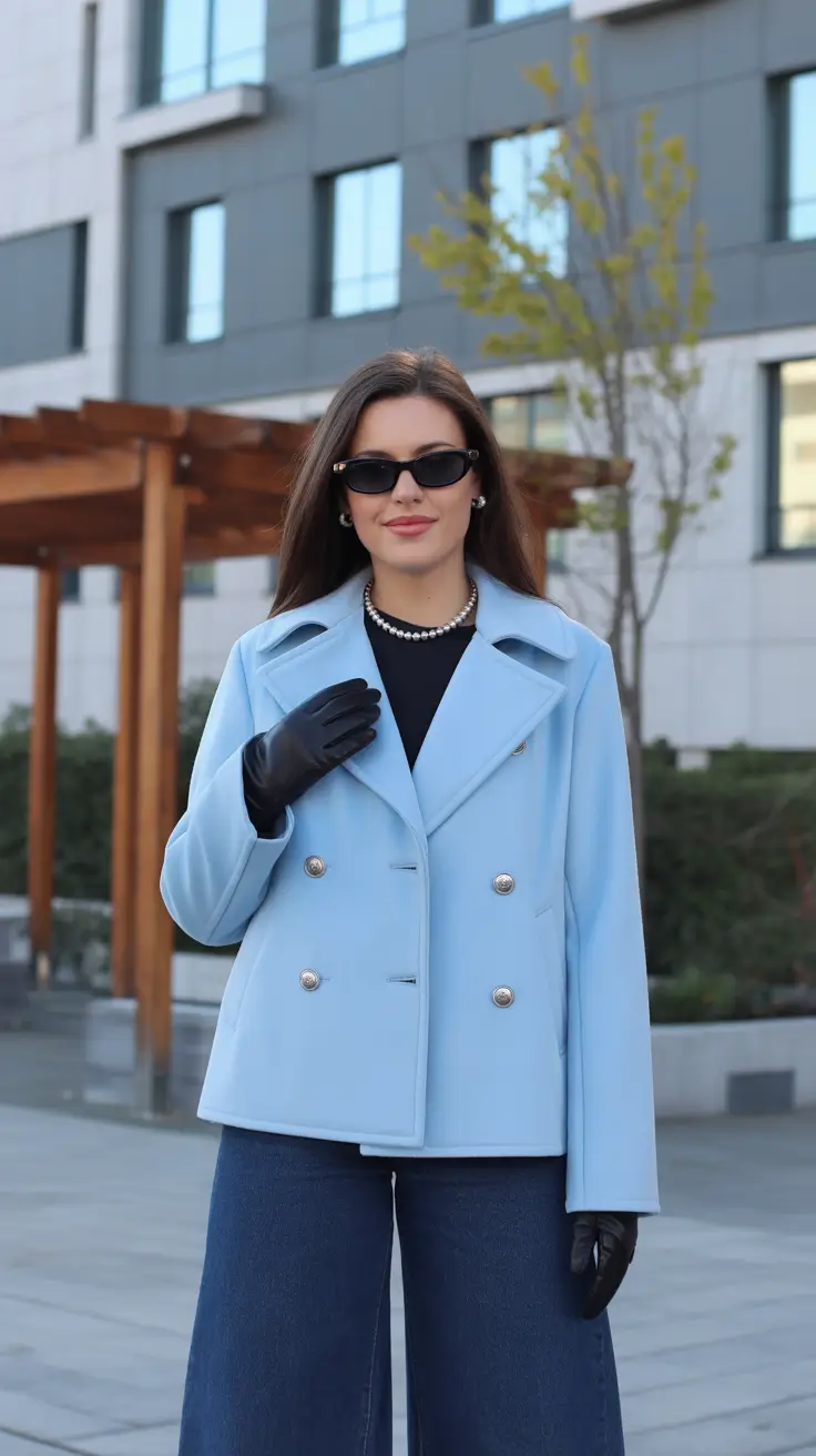 Stylish Winter Office Outfits Inspiration 2025 - Powder Blue Confidence