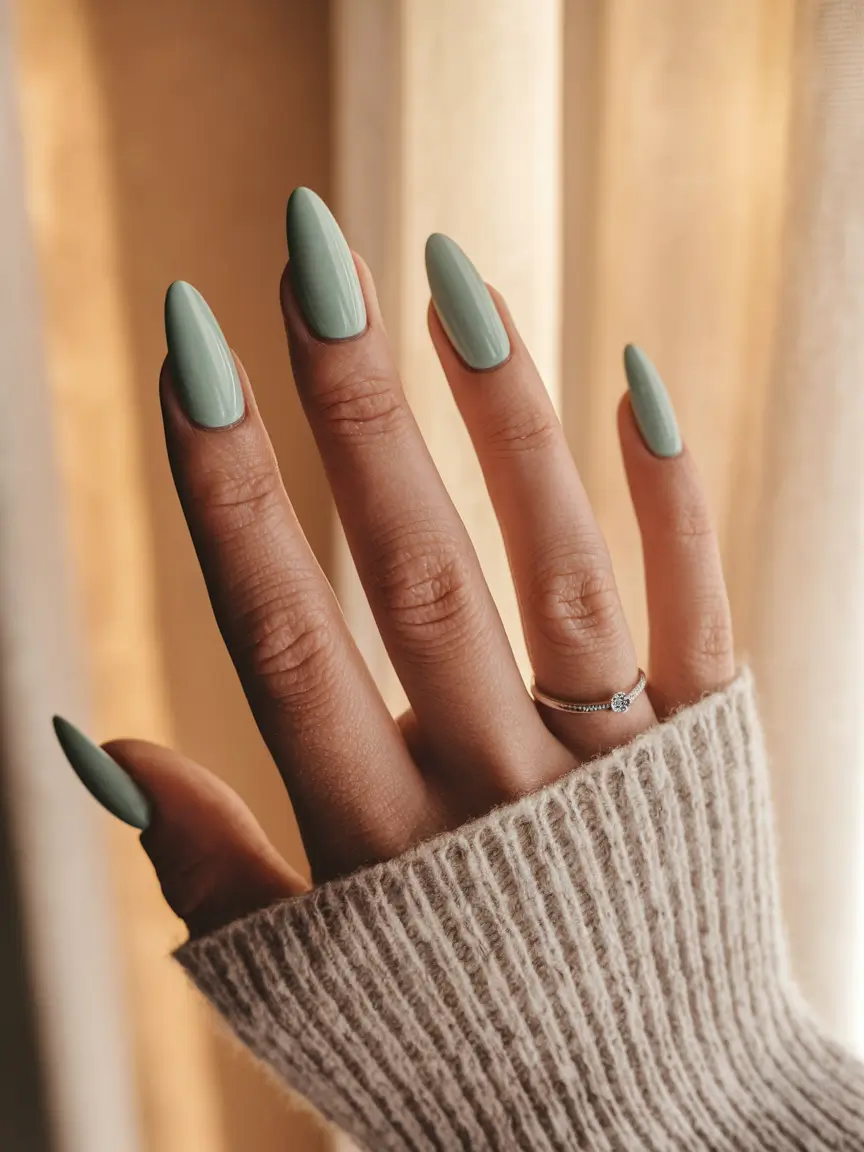 october nails colors Muted Sage Minimalism