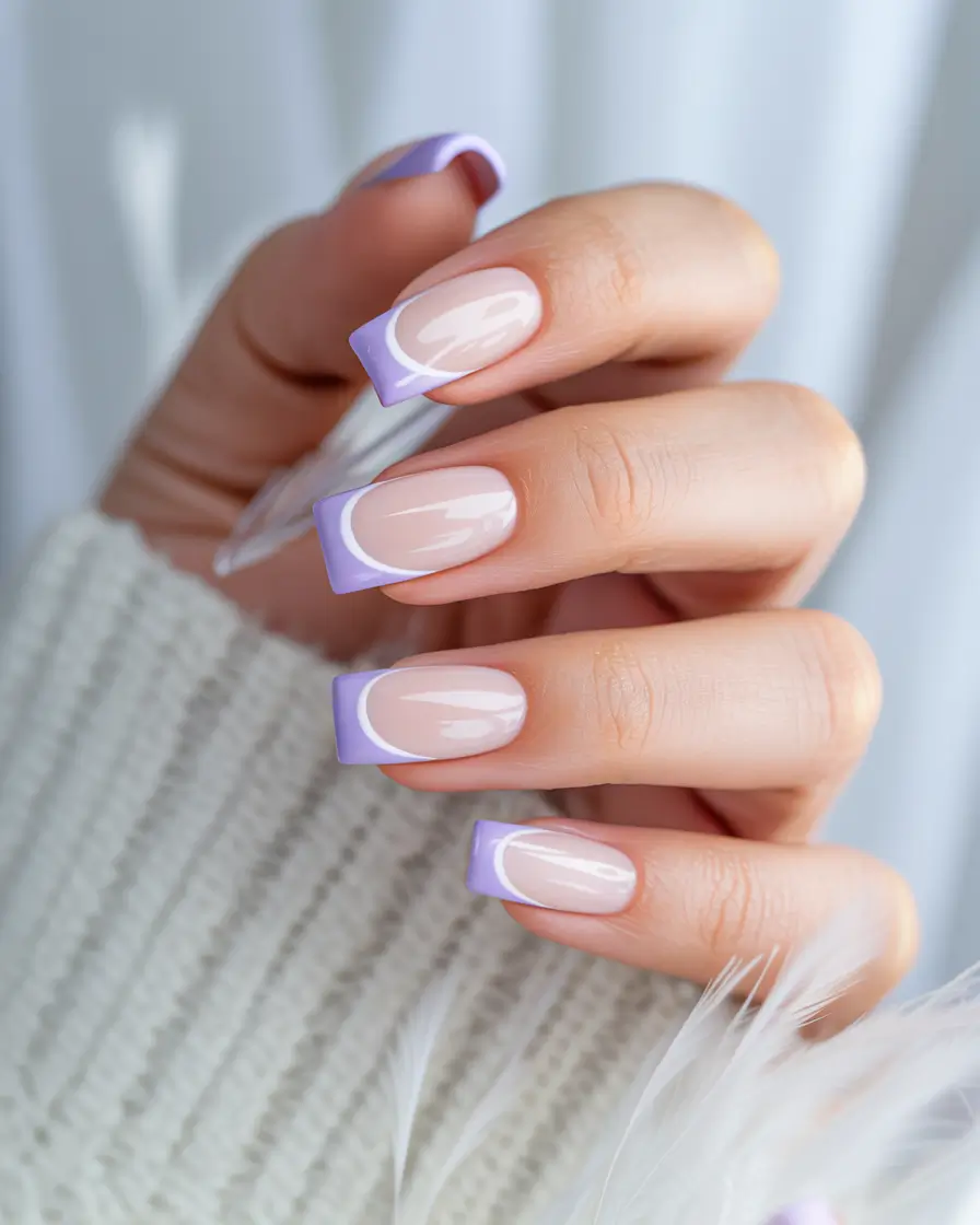 fall/winter nails color Lavender-Tipped French
